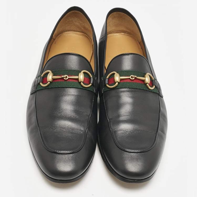 مملوكة مسبقًا Gucci Black Leather Horsebit Foldable Loafers Size 44