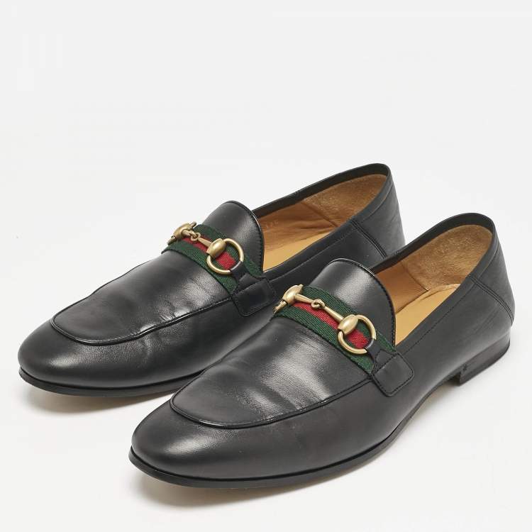 مملوكة مسبقًا Gucci Black Leather Horsebit Foldable Loafers Size 44