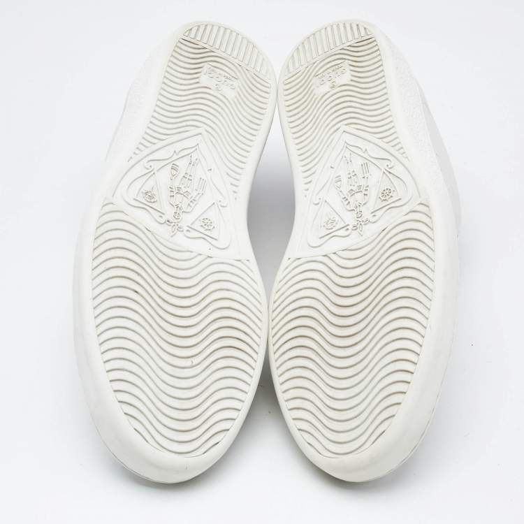 Pre Owned Gucci White/Grey Leather Interlocking G Ace Low Top Sneakers  Size 43
