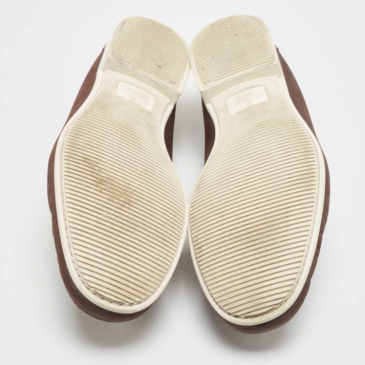 Pre Owned Gucci Brown Nubuck Leather Horsebit Loafers Size 43
