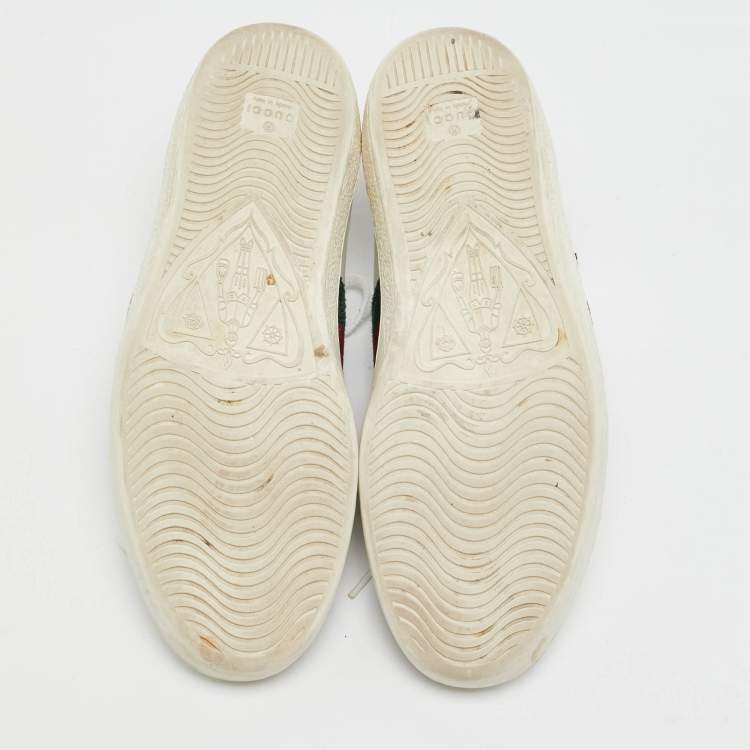 Pre Owned Gucci White Leather Ace Snake Low Top Sneakers Size 40.5