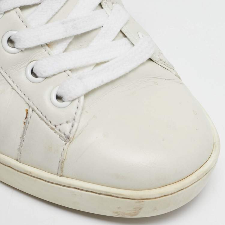 Pre Owned Gucci White Leather Ace Snake Low Top Sneakers Size 40.5