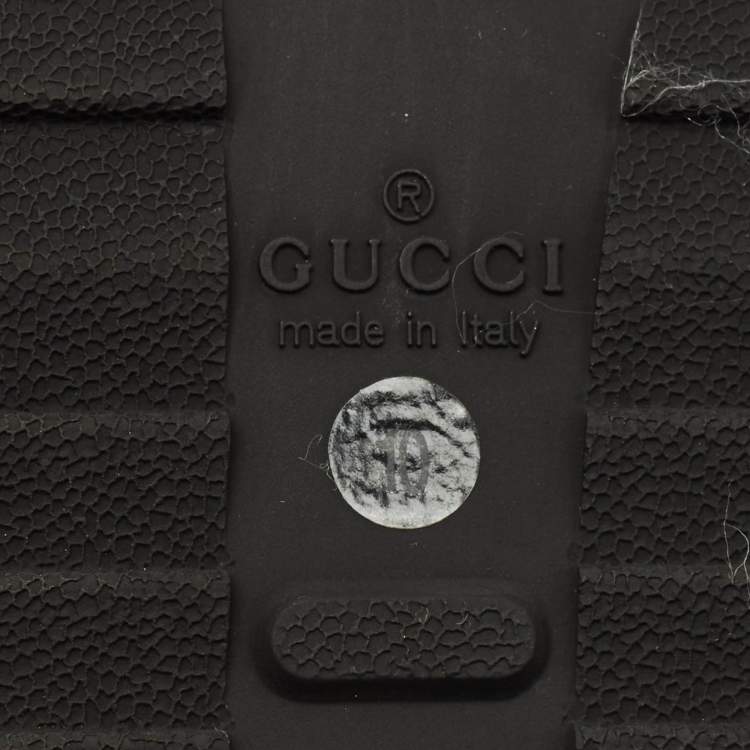 Pre Owned Gucci Black Leather Web Thong Flats Size 44