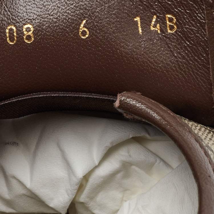 Pre Owned Gucci Beige/Brown GG Supreme Canvas and Leather Horsebit Loafers Size 40