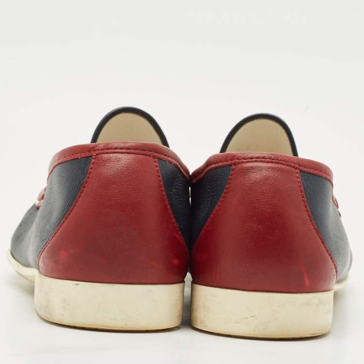 Pre Owned Gucci Multicolor Leather Horsebit Slip On Loafers Size 45