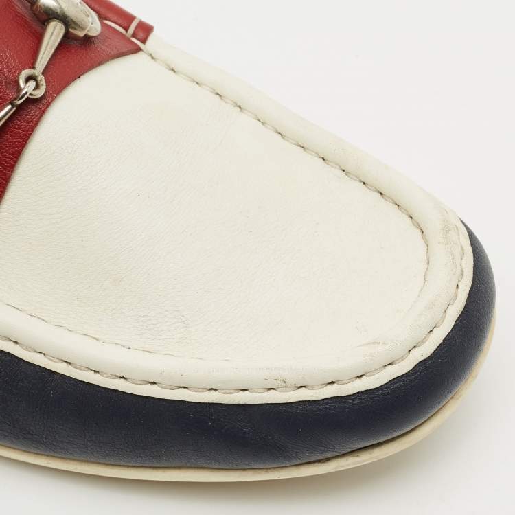 Pre Owned Gucci Multicolor Leather Horsebit Slip On Loafers Size 45