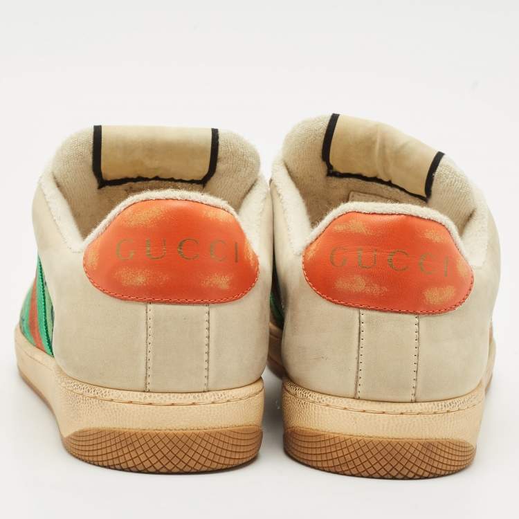 Pre Owned Gucci Multicolor GG Canvas and Nubuck Leather Screener Sneakers Size 41.5