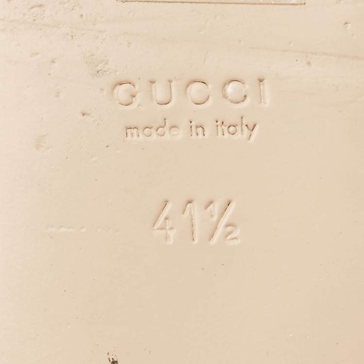 Pre Owned Gucci Cream Leather Princetown Embellished Horsebit Flat Mules Size 41.5