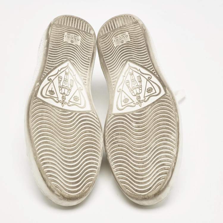 Pre Owned Gucci White Leather Ace Sneakers Size 41.5
