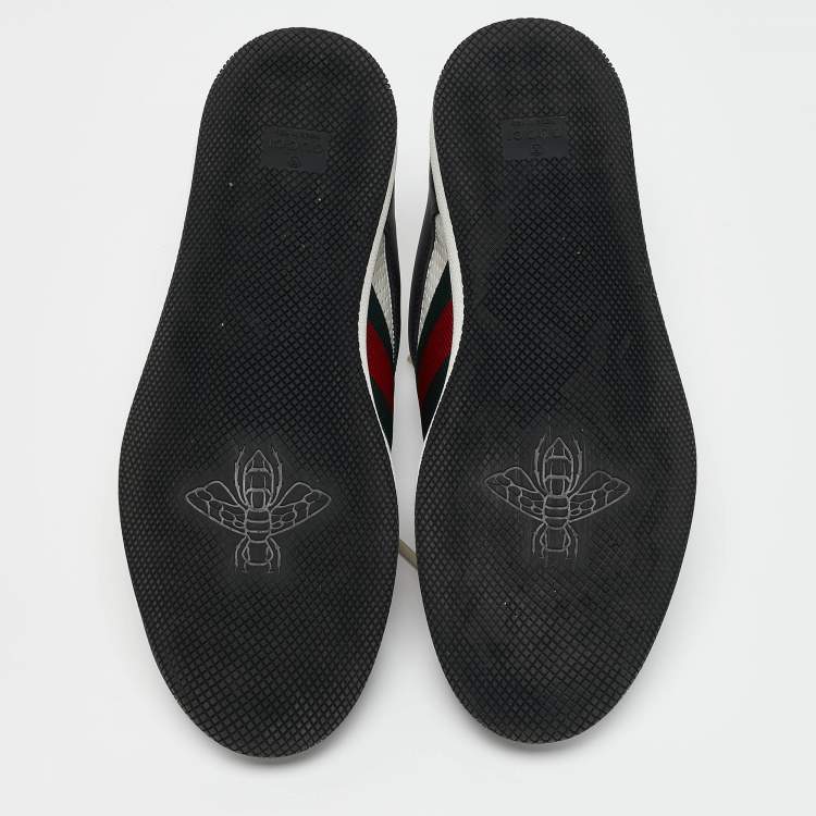 Pre Owned Gucci Black/White Perforated Leather Screener Sneakers Size 39.5