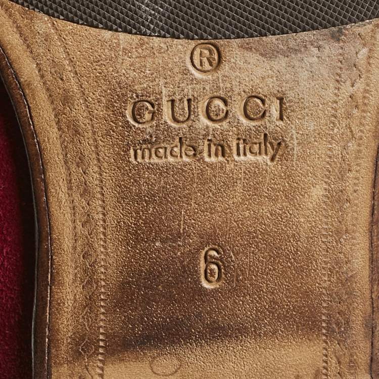 Pre Owned Gucci Red Suede Fringe Slip On Loafers Size 40