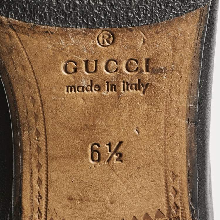 Pre Owned Gucci Black Embroidered Leather 1953 Horsebit Loafers Size 40.5