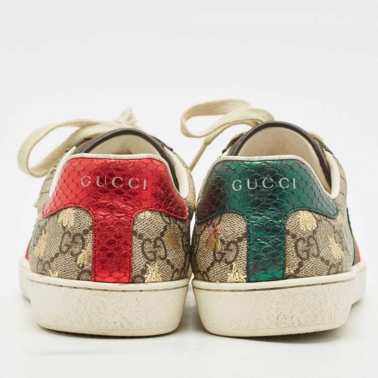 مملوكة مسبقًا Gucci Brown/Beige GG Supreme Canvas Printed Bee Ace Sneakers Size 39