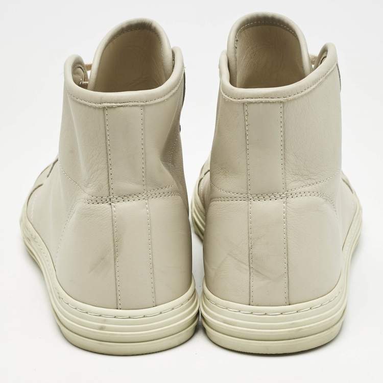 Pre Owned Gucci Grey Leather High Top Sneakers Size 43