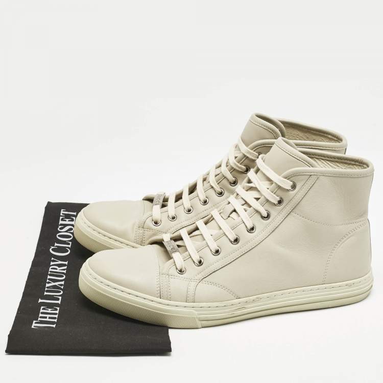 Pre Owned Gucci Grey Leather High Top Sneakers Size 43