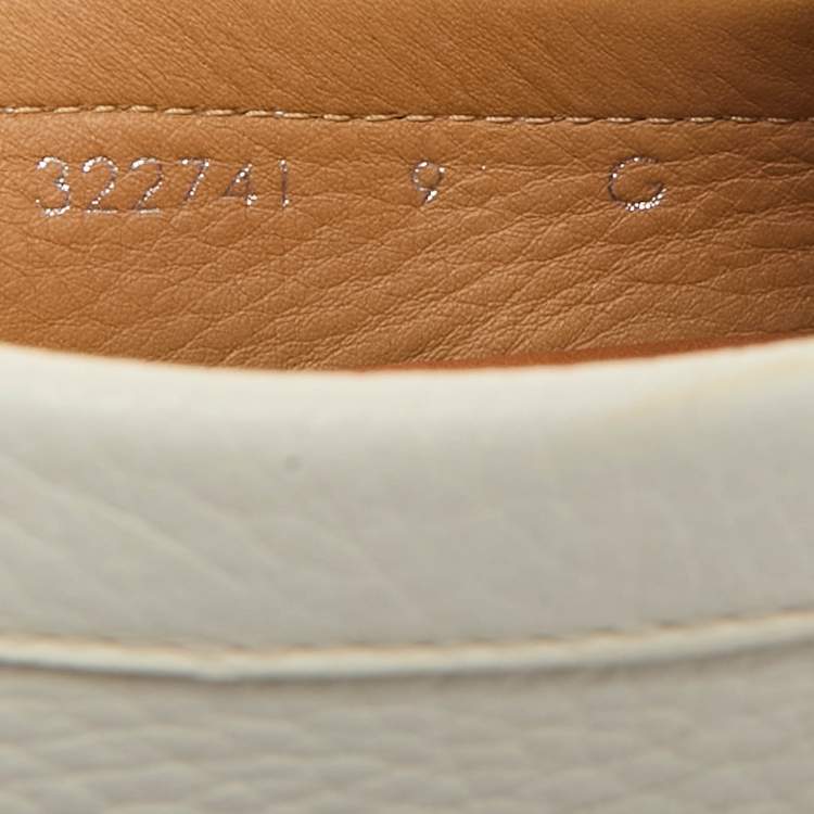 Pre Owned Gucci White Leather Web Slip On Loafers Size 43