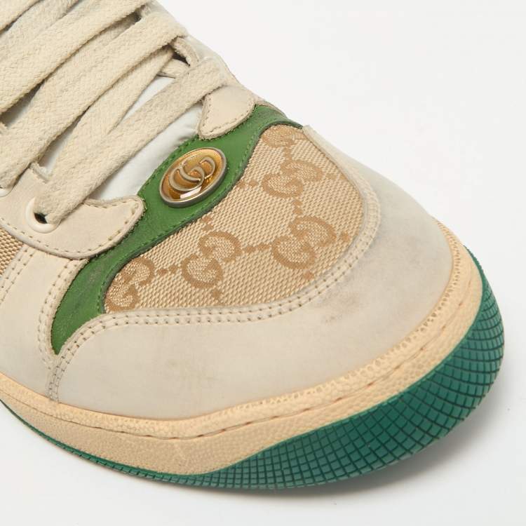 Pre Owned Gucci Multicolor GG Canvas and Nubuck Leather Screener Sneakers Size 41.5