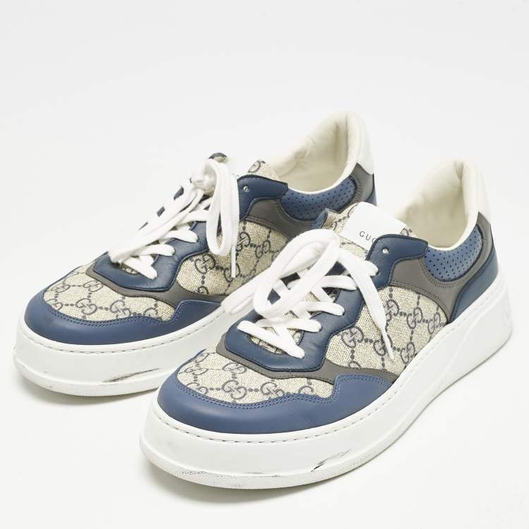Pre Owned Gucci Multicolor Canvas and Leather Chunky B Low Top Sneakers Size 43