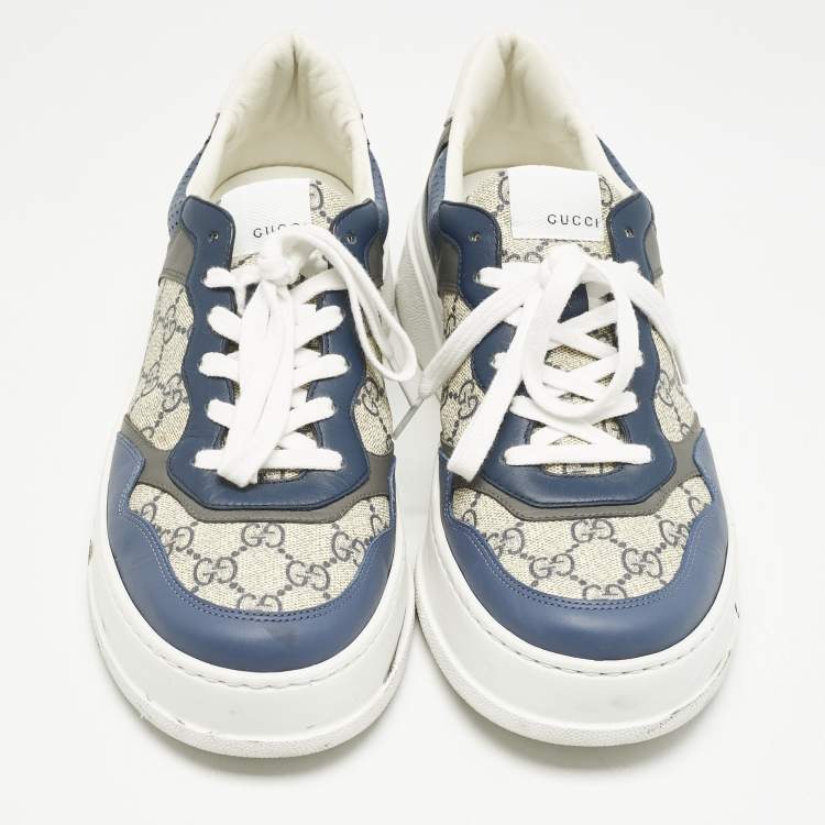 Pre Owned Gucci Multicolor Canvas and Leather Chunky B Low Top Sneakers Size 43