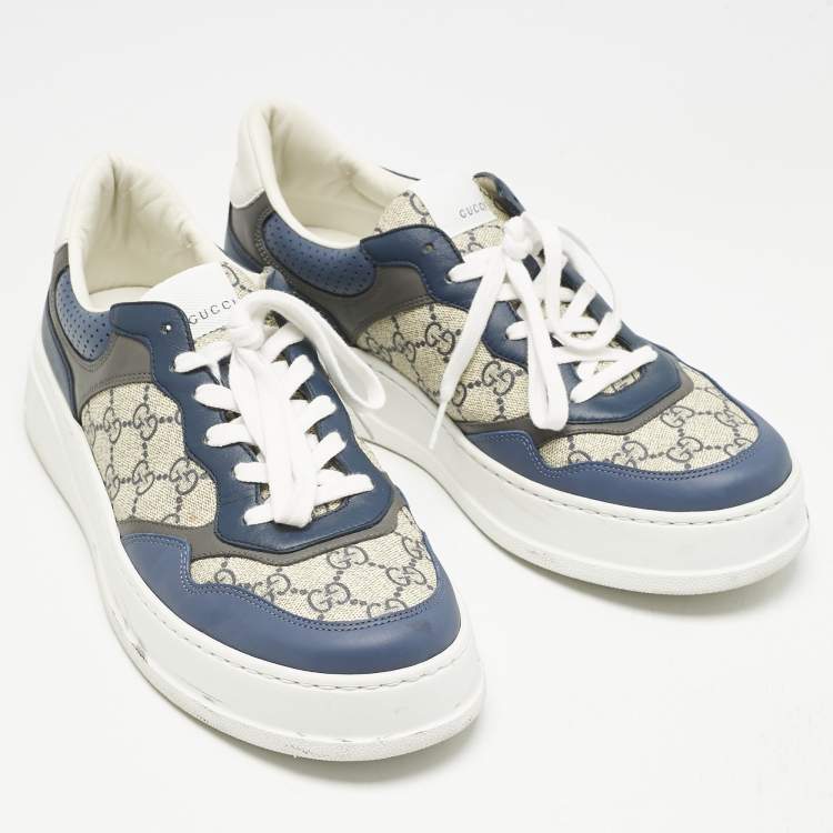 Pre Owned Gucci Multicolor Canvas and Leather Chunky B Low Top Sneakers Size 43