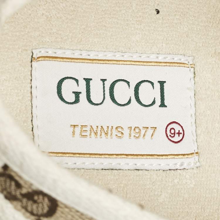 Pre Owned Gucci Beige GG Canvas Tennis 1977 Treck Sneakers Size 43.5
