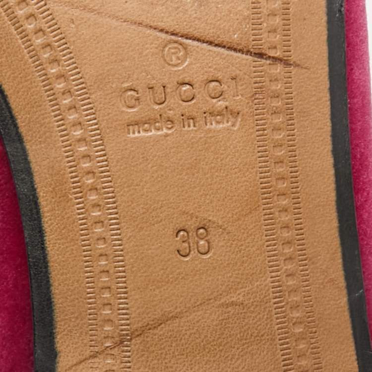 Pre Owned Gucci Pink Velvet Jordaan Horsebit Slip On Loafers Size 38