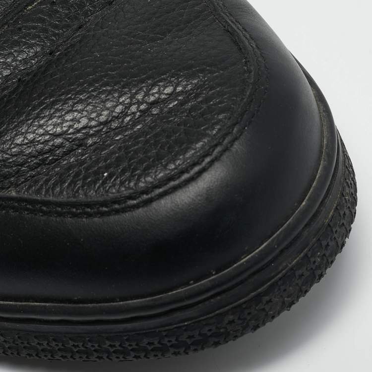 Pre Owned Gucci Black Leather Web Detail High Top Sneakers Size 42