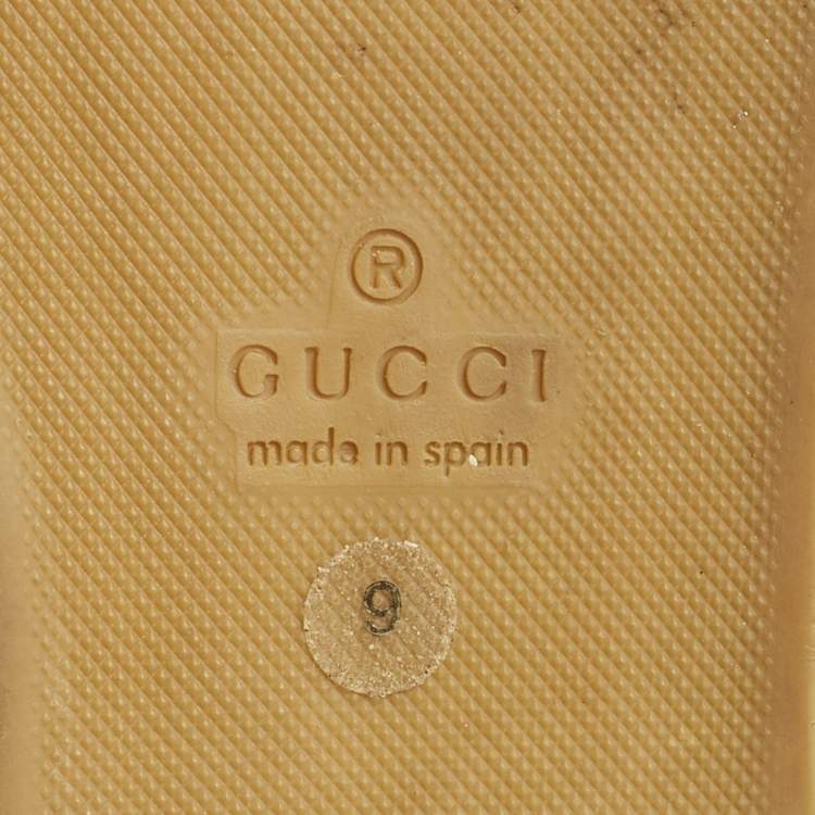 Pre Owned Gucci Off White Canvas Logo Graphic Print Slip On Espadrilles Size 43