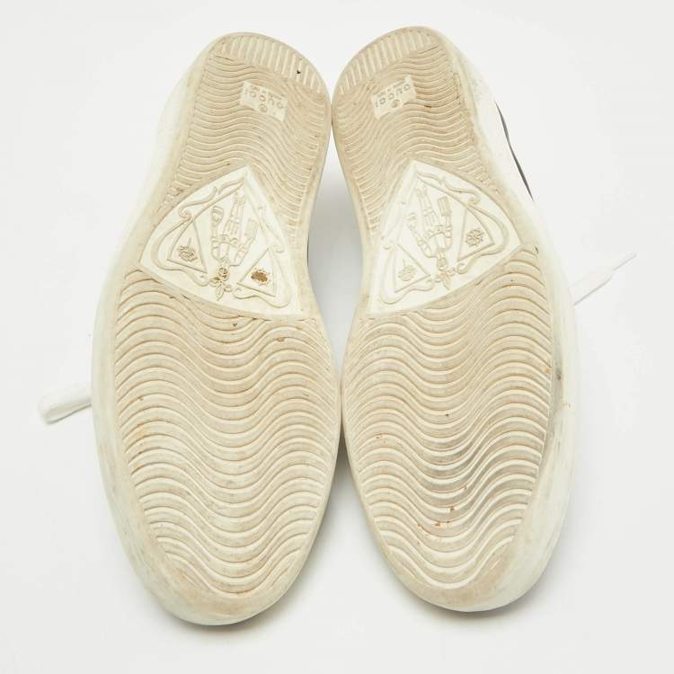 مملوكة مسبقًا Gucci Black Leather Kingsnake Ace Lace Up Sneakers Size 43