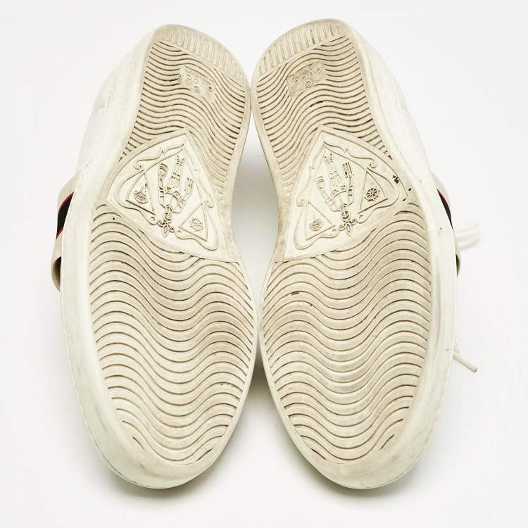 Pre Owned Gucci White Leather Ace Low Top Sneakers Size 43.5