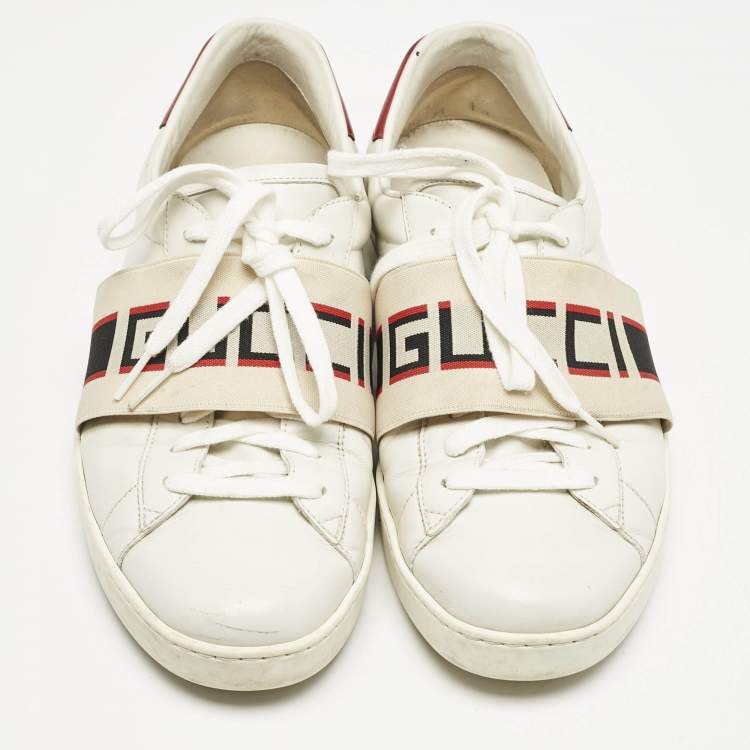 Pre Owned Gucci White Leather Ace Low Top Sneakers Size 43.5