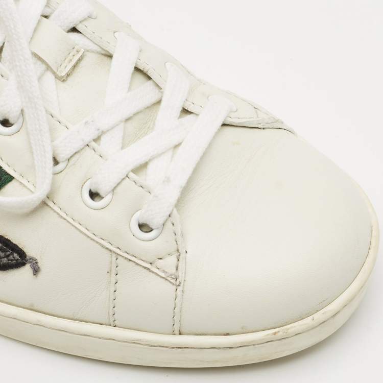 Pre Owned Gucci White Leather Ace Lace Up Sneakers Size 43