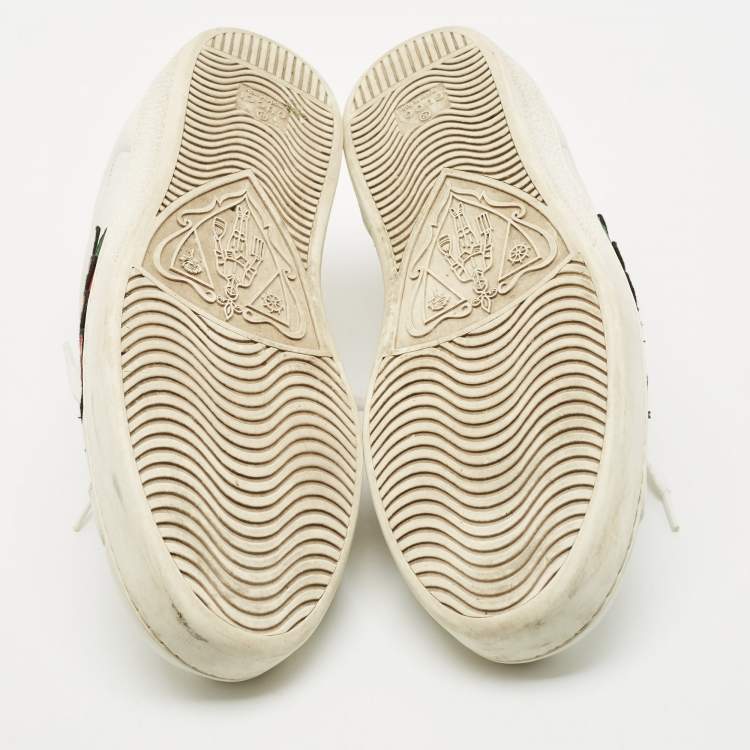 Pre Owned Gucci White Leather Ace Lace Up Sneakers Size 43