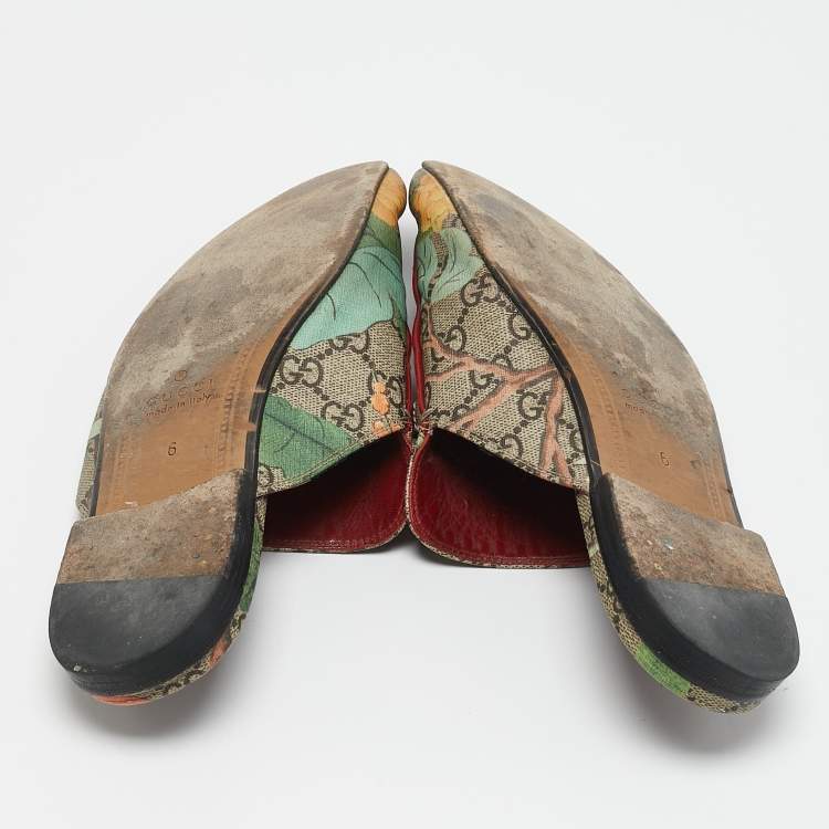 �مملوكة مسبقًا Gucci Multicolor Tian Print GG Supreme Canvas Horsebit Flat Mules Size 40