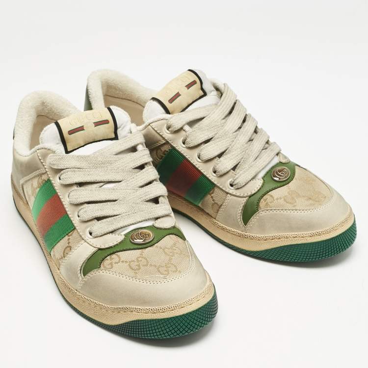 Pre Owned Gucci Multicolor GG Canvas and Nubuck Leather Screener Sneakers Size 41