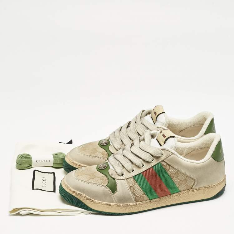 Pre Owned Gucci Multicolor GG Canvas and Nubuck Leather Screener Sneakers Size 41
