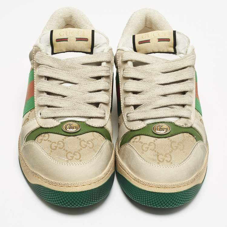 Pre Owned Gucci Multicolor GG Canvas and Nubuck Leather Screener Sneakers Size 41