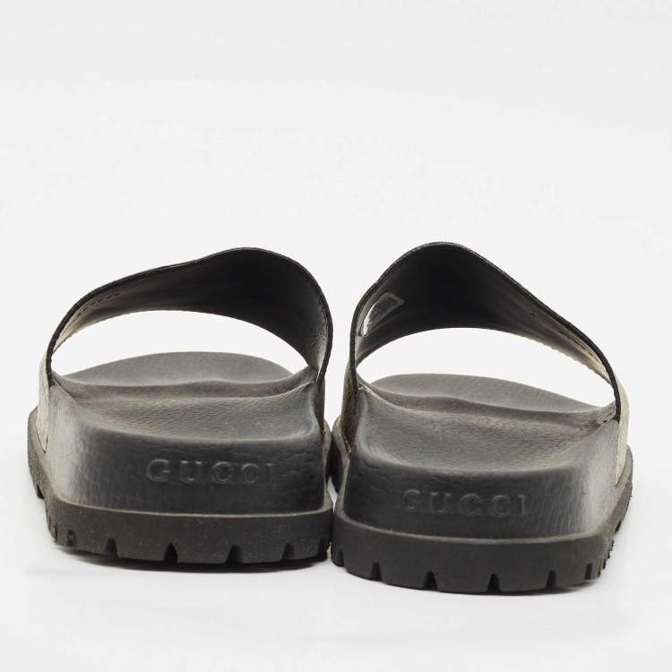 مملوكة مسبقًا Gucci Beige GG Supreme Bee Pool Slides Size 43