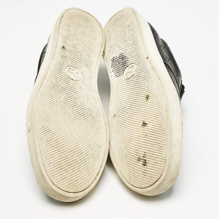 Pre Owned Gucci Black Guccissima Leather Slip On Sneakers Size 44.5