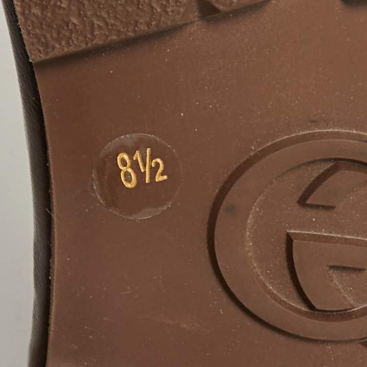 Pre Owned Gucci Beige/Brown GG Supreme Canvas and Leather Flat Mules Size 42.5