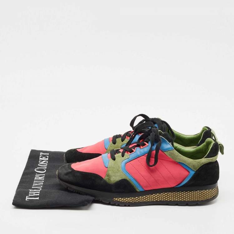 Pre Owned Gucci Multicolor Nylon and Suede Lace Up  Sneakers Size 42