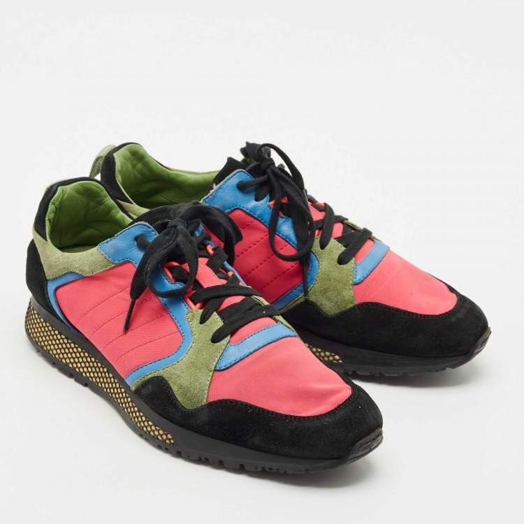 Pre Owned Gucci Multicolor Nylon and Suede Lace Up  Sneakers Size 42