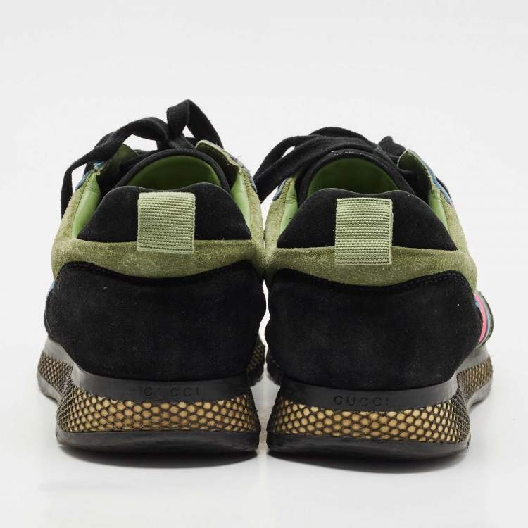 Pre Owned Gucci Multicolor Nylon and Suede Lace Up  Sneakers Size 42