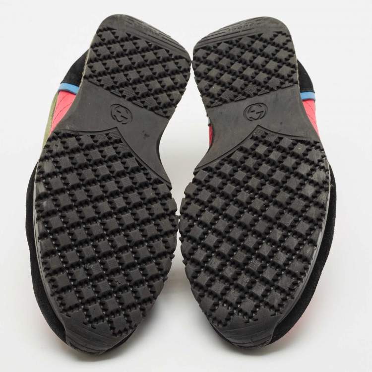 Pre Owned Gucci Multicolor Nylon and Suede Lace Up  Sneakers Size 42