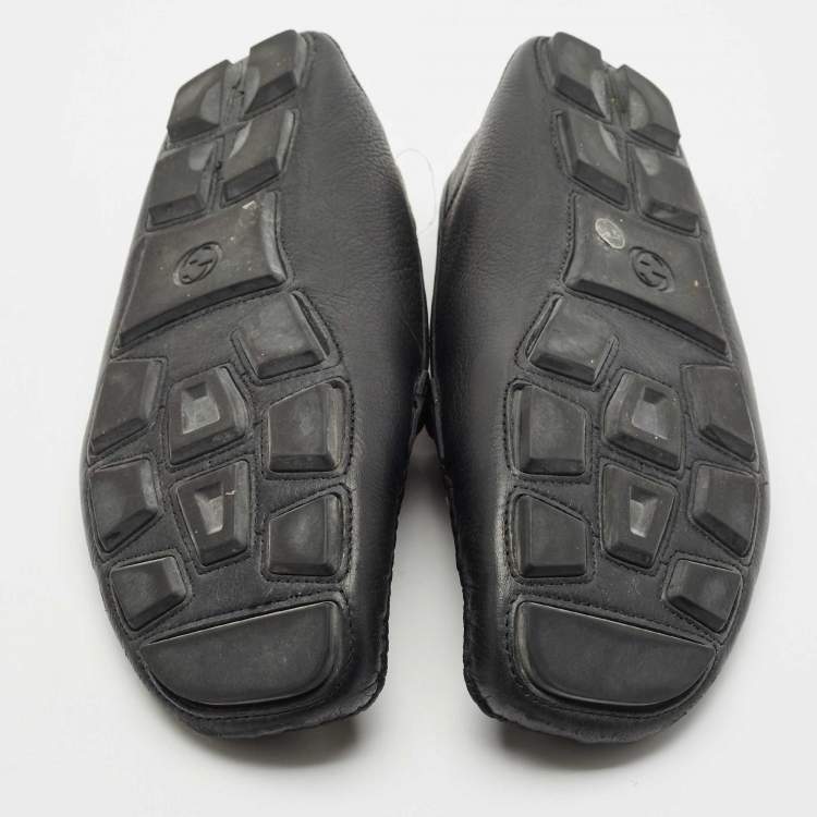 Pre Owned Gucci Black Leather Horsebit Foldable Loafers Size 44.5