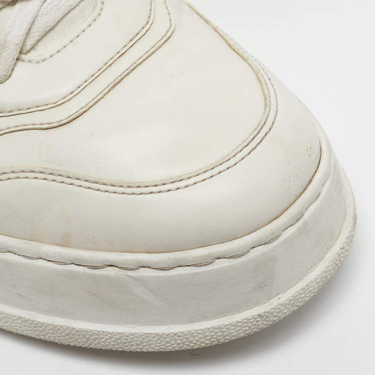 Pre Owned Gucci White Leather Chunky B Lace Up Sneakers Size 43.5