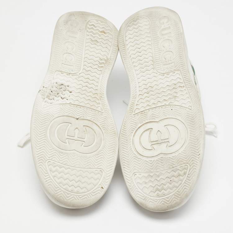 Pre Owned Gucci White Leather Chunky B Lace Up Sneakers Size 43.5