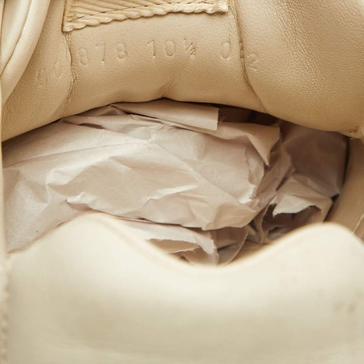 Pre Owned Gucci Cream Leather Rhyton GG Logo Platform Sneakers Size 44.5