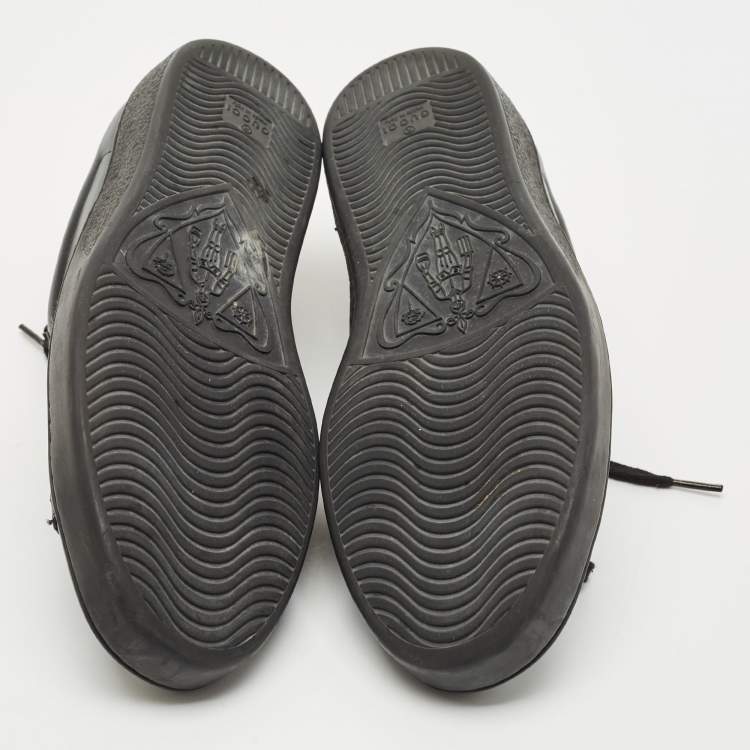 Pre Owned Gucci Black Leather Ace Lace Up Sneakers Size 45