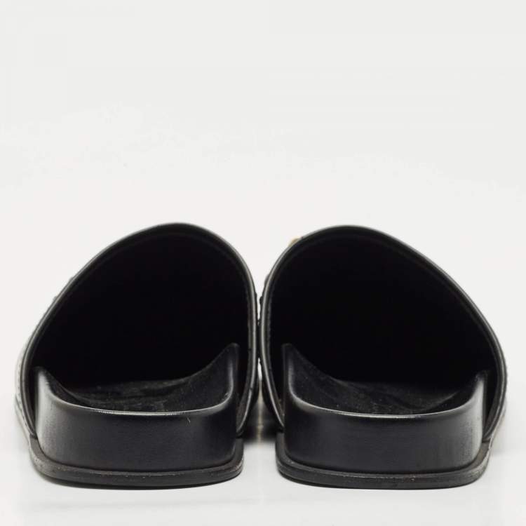 Pre Owned Gucci Black Leather Horsebit Princetown Flat Mules Size 39.5